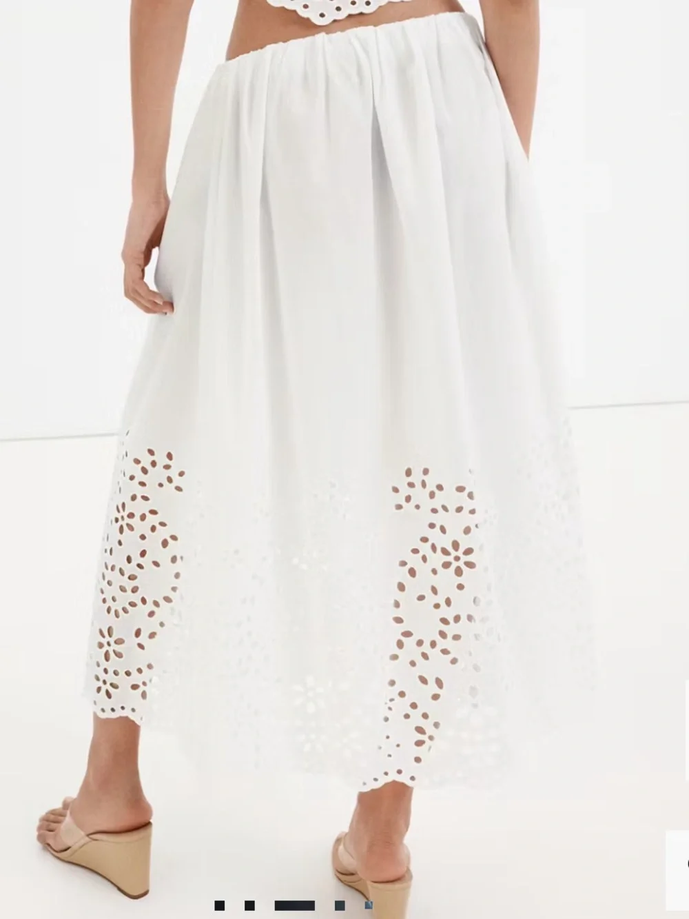 Mango White Eyelet Maxi Skirt MIDI SKIRT WITH EMBROIDERED DETAILS 1386